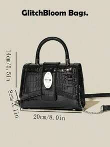 2026 New Arrival High-End Crocodile Embossed Biker Bag, Fashionable Shoulder Crossbody Bag, Versatile Dark Style - Black - View 6