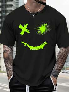 Unisex Neon Green Glow-In-The-Dark T-Shirt, 100% Cotton, Black Light Activated, Casual Street Style, Reflective, UV Reflective, Fluorescent Ink, A Perfect Gift For Him. - Black - View 8