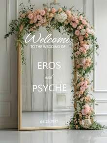 Hình dán gương trang trí đám cưới theo yêu cầu với tên cô dâu chú rể và ngày cưới, hình dán pha lê để trang trí khu vực tiệc cưới, trang trí gương phòng ngủ sáng tạo, quà cưới. - Nhiều màu - Xem 1