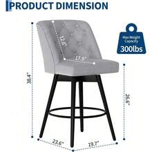 Home Swivel Bar Stools With Backs,26" Counter Height Bar Stools Set Of 2,Modern Kitchen Island Chairs For Kitchen Island, Home Bar,Dark Gray Fabric - 淺灰色 - 查看 4