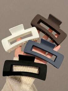 4pcs/Set Girl's Large Square Plastic Hair Clips,Fashion Elegant Versatile Minimalist Style,Suitable For Daily,Party, Work,Applicable For Hairstyling - Multicolor - View 5