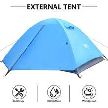 Tienda de campaña para 2 personas, multicolor, con clavos para el suelo y cuerdas a prueba de viento, fácil de montar, plegable y portátil, a prueba de viento y lluvia, adecuada para mochilas de exterior, montañismo, senderismo o uso en la playa, tiendas de campaña ligeras para exteriores - Multicolor - Ver 8