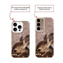 1个TPU复古紫色蕾丝鹿纹手机壳，兼容苹果17 Pro Max/17/16 Pro Max/15/13/12/11、S20 FE/A15/S24/A55、Note 11/Note 12/Note 13 Pro，全包防摔软壳保护套，国际版，非国内版 - 白色 - 查看 7