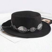 1pc Metal Carved Floral Boho Western Geometric Vintage Hat Band, Versatile & Fashionable | Adjustable Metal Chain Suitable For Cowboy Hats And Formal Hats - Hatband - View 2