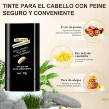 2 en 1 Peine con Tinte De Cabello, Cubre Canas en Barra para Mujer, Resistente Al Agua y Al Sudor, Tinte Rápido, , Peine para Tinte de Cabello Portátil, Unisex (Marrón) - Negro - Ver 4