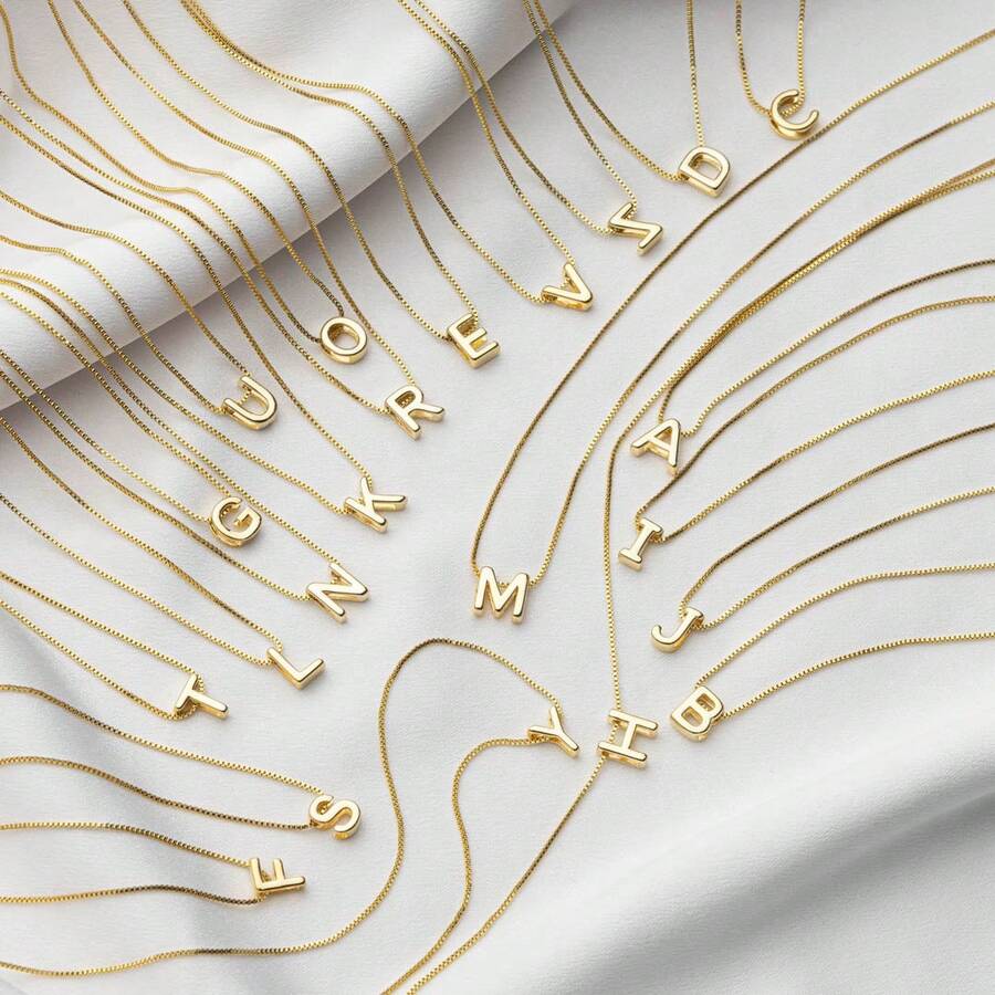 Venetian Chain Necklace With Letter Pendant, 18K Gold Plated - D France Semi-Jewels - 金色 - 查看 1