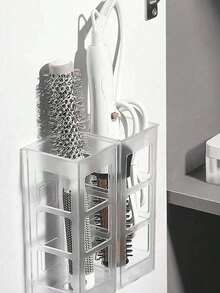 1 pièce Porte-outils de coiffure réglable en hauteur, monté au mur, convenant pour sèche-cheveux, fer à friser et lisseur. Organisateur multifonction pour salle de bain/armoire, conception résistante à la chaleur - Multicolore - Voir 3