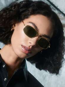 1副女士窄款双梁金属框复古时尚眼镜，适合日常、度假和旅行使用 - 彩色 - 查看 1