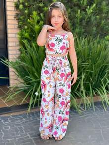 Children's Sets: Wide-Leg Pants And Cropped Top, Sizes 4, 6, 8, 10, 12 - Pink - View 2