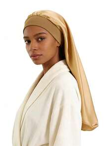 Luxury Satin Long Bonnet For Hair Protection - Sleep Cap With Wide Elastic BandLarge Long Bonnet To Prevent Breakage - Multicolor - View 8