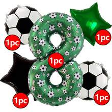 5pcs Soccer Theme Birthday Balloon Set - 40 Inch Green Number, Soccer Ball & Black Star Foil Balloons, Suitable For Birthday Party, Youth Soccer Celebration, Graduation Ceremony & Sports Party, Soccer Accessories, Sports Events, Home Decor - Indoor & Outdoor Decoration, Soccer Party, Decorations, Event Decorations, Sports Enthusiasts - Football Version - View 21