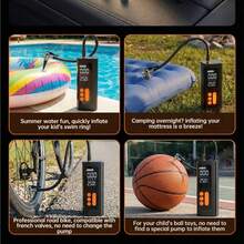 Tire Inflator Portable Air Compressor, 150 PSI Cordless Smart Air Pump With LED Light & Digital Pressure Gauge, Built-In 7.4V 1500MAH. Includes Multiple Inflation Accessories. Suitable For Cars/Motorcycles/Balls/Air Mattresses. - Black - View 11
