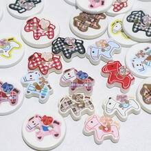 10/20颗彩色印花可爱小马创意“财源滚滚”装饰纽扣，适用于毛衣、针织开衫、DIY缝纫、发饰等。 - 彩印小馬 - 查看 3