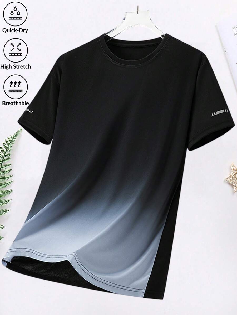 【5件装】2026春夏男士跑步T恤，户外慢跑健身T恤，时尚印花，运动休闲服饰 - 彩色 - 查看 1