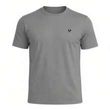 Voker Men's 100% Cotton Slim Fit Plain Basic Casual Everyday T-Shirt. Men's T-Shirt That Doesn't Shrink Or Fade. - 灰色 - 查看 3
