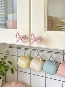 5pcs+ Set Includes Wrench, Pink Bow Decor Knobs For Bedroom, Vanity, Wardrobe, Decorative Bow Pull Handles With Screws, Suitable For Bathroom Or Entryway Storage, Towel Rack, Small Gifts - Multicolor - View 4