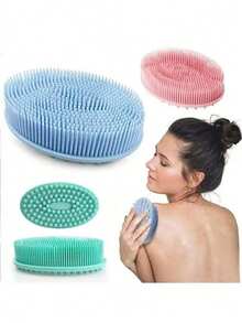 Silicone Brush Bath Sponge, Dry Massage Bath Towel, Body Scrubber, Silicone Body Washer, Back Scrubber - Multicolor - View 1