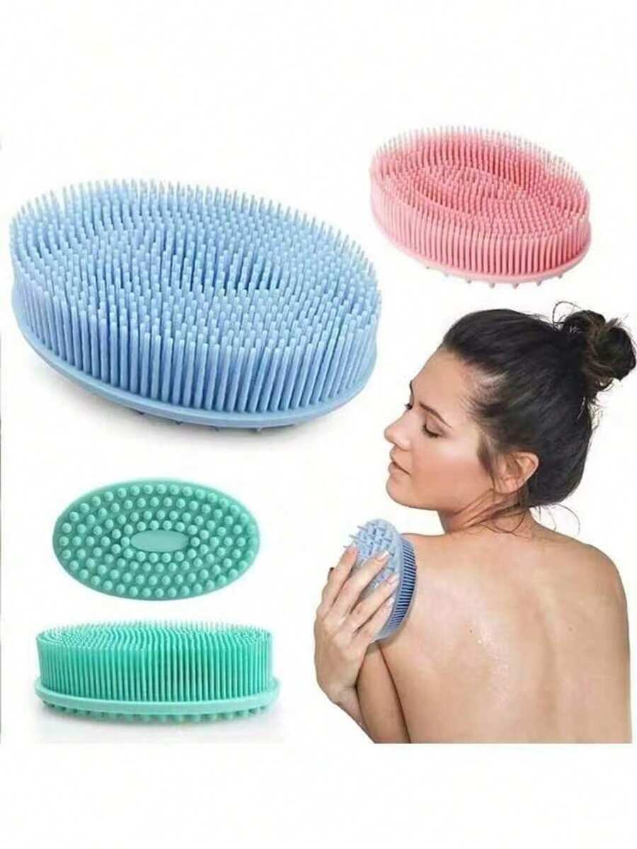 Silicone Brush Bath Sponge, Dry Massage Bath Towel, Body Scrubber, Silicone Body Washer, Back Scrubber - Multicolor - View 1