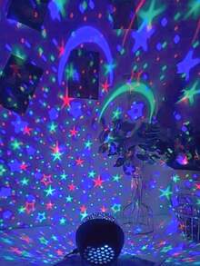 Voice Control Starry Sky Projection LED Lamp - 7 Color Changing Fantasy Night Light With Moon And Stars, USB Powered Modern Home Decor For Living Room, Bedroom, Christmas And Halloween Gifts, Bedroom Night Light | Starry Theme | Plastic Lampshade, LED Lamp Suitable For Bedroom - Black - View 12