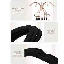 Blauesmeer Pack Of 100 Velvet Black Clothes Hangers, Trouser Hangers Space Saving, Suit Hangers, Thin Non-Slip Clothes Hangers, 360° Rotating Hook, Velvet Hangers For Dresses, Tank Tops, Heavy Clothes - Black - 黑色 (100 Pack) - 查看 3