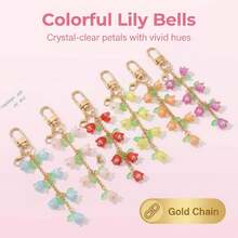 1pc Boho Style Lily Flower Keychain, Cute Resin Lily Flower Key Chain, Suitable For Women And Girls, Decorative And Practical Accessory - Lily Of the Valley Keychain - View 6
