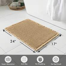 1Pc Waffle Bathroom Rugs, Boho Bath Rugs Non Slip Washable, Super Absorbent Bath Mats, Ultra Soft Rubber Backed Shower Mats For Bathroom Floor, Tub And Shower - màu nâu - Xem 8