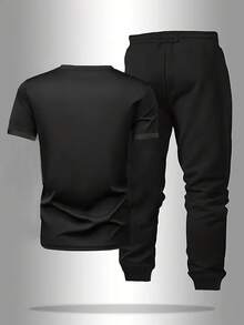 American Men's Casual Sportswear Set: Summer T-Shirt And Pants Two-Piece Set-The Ultimate Choice For Sports - 黑色6 - 查看 2