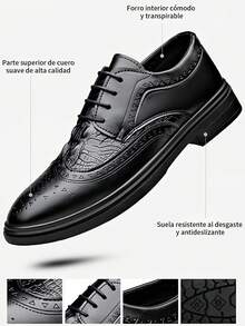 Zapatos formales para hombre,zapatos de cuero formales de alta calidad para caballero,zapatos de fiesta de estilo británico para hombre,zapatos de cuero casuales cómodos,para la vida diaria, reuniones,bodas y fiestas nocturnas - Negro - Ver 7