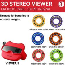 3D立体眼镜玩具，儿童益智探索玩具，新款3D立体眼镜，卡通、海洋、昆虫、恐龙、动物观察眼镜，3D图像相机，探索相机玩具，适合家庭、露营、公园、花园、野餐，适合3岁以上男孩女孩，无需电池 - 彩色 - 查看 16