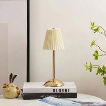 Đèn bàn LED xếp ly hiện đại, điều khiển cảm ứng, 3 mức nhiệt độ màu, có thể điều chỉnh độ sáng, cấp nguồn USB, sử dụng trong nhà, đế kim loại, chao đèn bằng vải xếp ly - Đèn ngủ cạnh giường - Nhiều màu - Xem 8