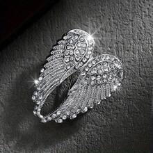 Fashion European And American Angel Wings Wings Inlaid Rhinestones Men's Couple Personality Gorgeous Clothing Accessories Brooch Pin - 銀色 - 查看 2
