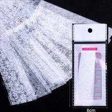白色蕾絲美甲轉印紙，美甲貼紙，創意DIY美甲貼紙，適合美甲愛好者，美甲用品，專業美甲沙龍使用，持久耐用，多種圖案可選 - 白色 - 查看 5