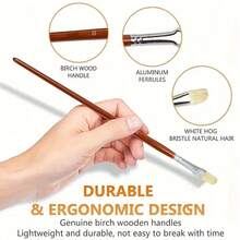 7-Piece Professional Artist Oil Paint Brush Set - Natural Hog Bristle And Birch Long Handle, Labelled 1-7 Brushes (1-7) Acrylic, Oil, Watercolour, Gouache - Ideal For Canvas, Painting, Calligraphy - Artist And Student Gift - Sets - View 6