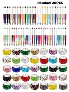 New Arrival Hot Selling DIY Jewelry Silicone Beads, Ombre Color Beads, Creative Crafts, DIY Beaded Rotating Plastic Beaded Pen, Soft Clay Beads, Full Rhinestone Beads, DIY Jewelry Beads, Soft Clay Beaded Spacers (Random Delivery) - Multicolor - View 8