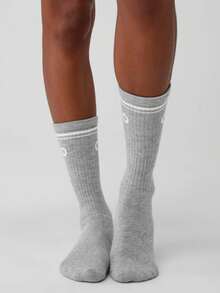 Alo Yoga Alo Unisex Throwback Sock - Grey and White - View 4