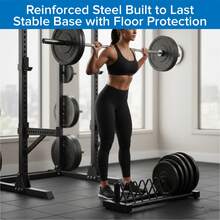 RAVIAN Heavy-Duty Weight Plate & Barbell Rack, Steel Multi-Plate Storage Stand With Bar Slots, Space-Saving Gym Organizer For Home & Garage Gym - A - View 3
