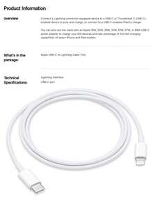 Cáp Apple USB-C sang Lightning (2 mét) - trắng - Xem 4
