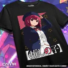 Casual Simple Crew Neck T-Shirts Oshi No Ko T-Shirt Ai Hoshino Waifu Girl Call Of The Night Anime Shirt, All Sizes Graphic Tees Kids Clothes - 黑色 - 查看 9