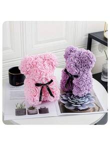 1 chú gấu bông hoa hồng 25cm, gấu bông hoa hồng dễ thương lãng mạn, món quà hoàn hảo cho sinh nhật, kỷ niệm, Ngày của Mẹ, được làm từ hoa hồng xốp nhân tạo. - Nhiều màu - Xem 9