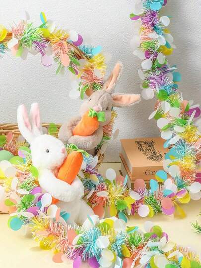 2 piezas Corona de Pascua con Cinta, Corona de Cinta Espiral de Metal Colorida con Huevos de Pascua Confeti, Adecuada para Chimenea, Repisa, Árbol de Navidad, Fiesta de Pascua, Decoración de Primavera, Corona de Árbol de Pascua Colorida, Corona Colgante de Metal Retorcido con Huevos de Pascua para Decoración de Pascua