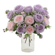 1/3pcs Artificial Peony Flowers, Reusable Fake Peony Bouquet - Home Indoor Decor, Artificial Flower Arrangement Center Decor, Outdoor Garden Yard Decor, Wedding Birthday Party Decor - Vase Not Included - Purple - View 7