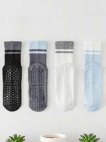 4 pares de calcetines deportivos multicolor unisex, antideslizantes para yoga, correr, fútbol, adecuados para deportes al aire interiores - Multicolor - Ver 4