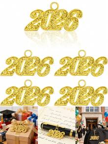 20 piezas Decoraciones de Graduación 2026, Colgantes con borlas de Graduación 2026, Encantos con borlas de Birrete de Graduación 2026 en dorado, Adecuado para Birrete de Graduación, Fiesta y Decoración de Ropa, Regalos y Recuerdos de Graduación 2026 - A - Ver 2