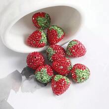 2-20颗红色草莓和樱桃粘土水钻DIY手工耳环、手链、项链首饰制作材料 - 紅色-草莓 - 查看 4