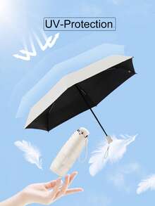 1pc Double-Rib Mini Ultra-Light 5-Fold Umbrella With Hidden Telescopic Handle, Sun And Rain Umbrella, UV Protection - Multicolor - View 6