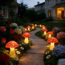 8/12/20 LED Solar Mushroom Lights, 8 Lighting Modes, Garden Yard Lawn Path Easter Party Decor Stake Lights - Warm white light - View 3
