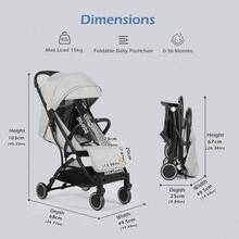 Lightweight Compact Baby Pushchair Stroller With Foldable Canopy, Peek-A-Boo Window, Large Storage Basket, 360° Swivel Wheels, One-Foot Brake - Light Grey - View 4