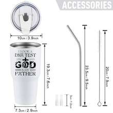 30oz Stainless Steel Tumbler Black White Options,  I Took A Dna Test And God Is My Father Graphic Cups, Insulated Travel Coffee Mug With Lid And Straw , Double Wall Vacuum Reusable Travel Cups, Funny Birthday Party Gift For Women & Men - 白色 - 查看 3