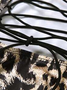 Leopard Print Strapless Maxi Dress High-Waist Slim Fit Lace Panel Gown For Valentine's Date Night - họa tiết da báo - Xem 9