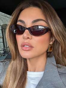 1 paire de lunettes de mode rétro à petite monture ovale Y2K, style classique en plastique, convenant pour les sorties, la plage et le port quotidien pour hommes et femmes - cadre imprimé léopard - Voir 5